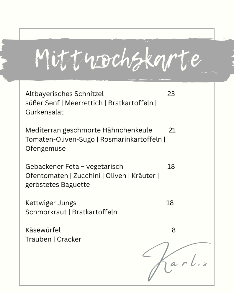 Karte für den 09.09. — es wird wieder lecker!